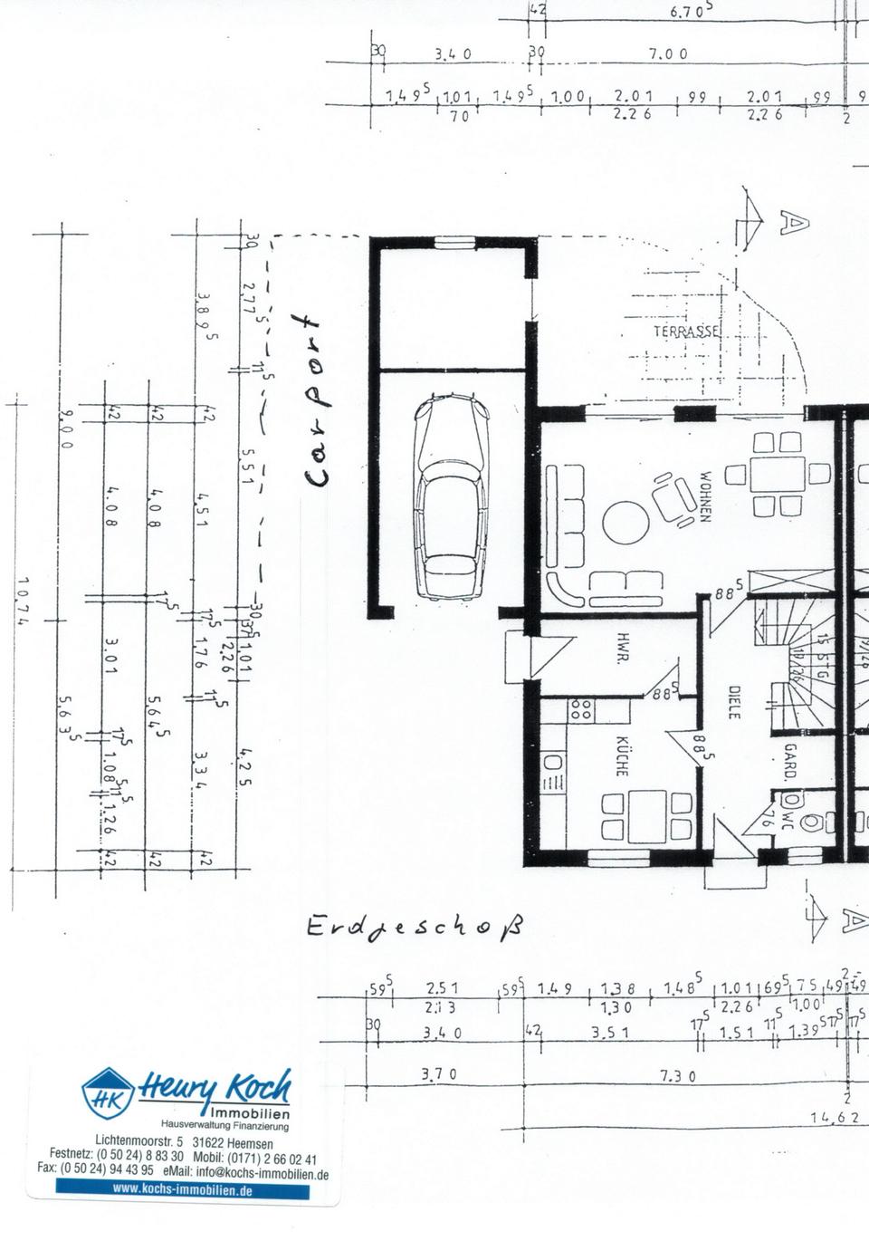 gepflegte , moderne DHH nähe Schulzentrum mit Garten, Garage, Geräteraum, Carport – Grundriss 2